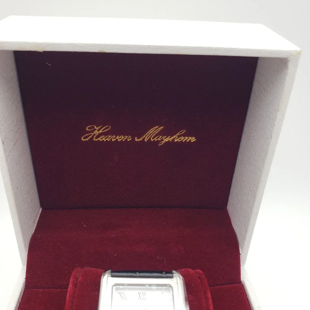 Heaven Mayhem Icon Watch Women Silver Black Leather Roman Numeral HMNK-05007